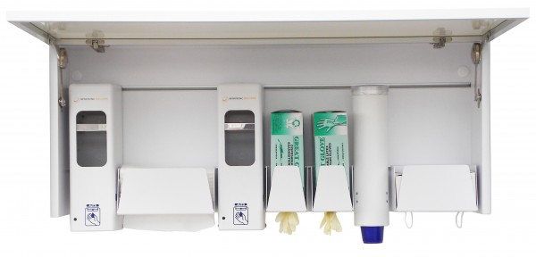 Slimline XL/XXL Schranksystem Hygieneschrank mit berührungslosen Spendern, Mundschutzhalter, ...
